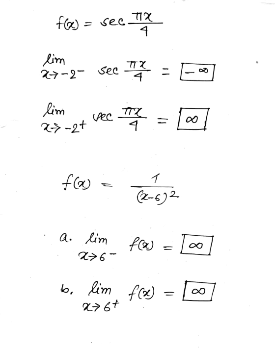 tx f(x) = sec 4 lim 27-2 sec TTX 4 = — lim sec TZ 4 8. - 2-7-2+ f(a) = T (2-6)2 a. lim 276 f(x) ОЮ b. lim f(x) a = a> 6t