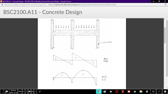 BSC2100A11-Concrete Design-18F-BSC2100 310 Building Frame & Structural Studies-Google Chrome Algonquin College of Applied Arts and Technology CA https://brightspace algonquincollege.com/d21/le/content/9 1846 fullscreen/2208195/View BSC2100.A11 - Concrete Design ULUM 乐/> 8HS T+ク PM 42:6 11 2018-12-02
