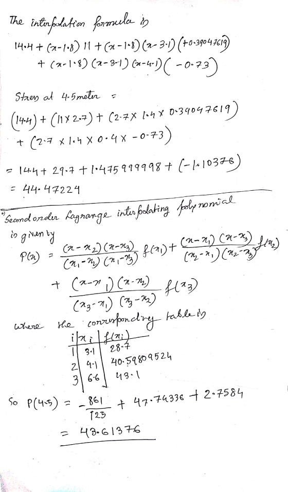 The interpolation formula in 14.4+ (2-1-8) 11 + (1 - 1-8) (~- 3-1) (+0.39047619) + Cor 118) (2-8-1) (3-4-) ( -0.73) Stren at