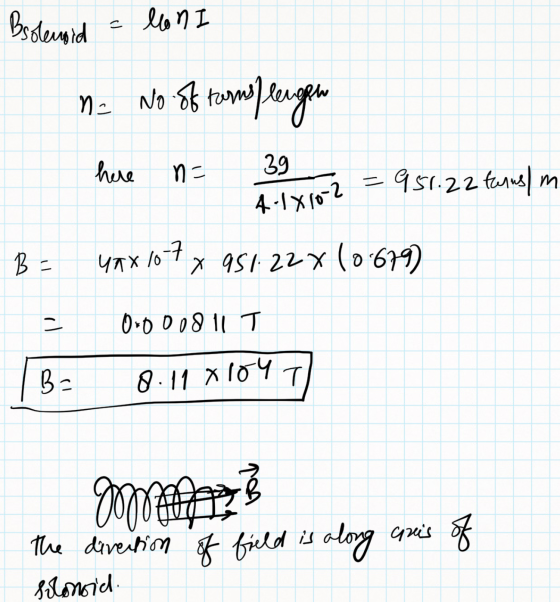 Bsolenpid = lon I n = No of tarms lengen here n = 39 4-18 10-2 =951.22 fans) m B = yaxlo 7x 951.22x (0.679) - 0-000811 T Ba 8