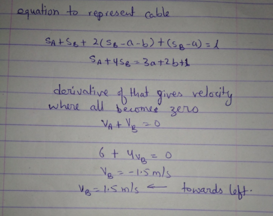 equation to represent cable SA+SB + 2(SB-a-b) + (SB-a) = 1 SATY S8=30+2btl of that derivative where all becomes zero VA + V z