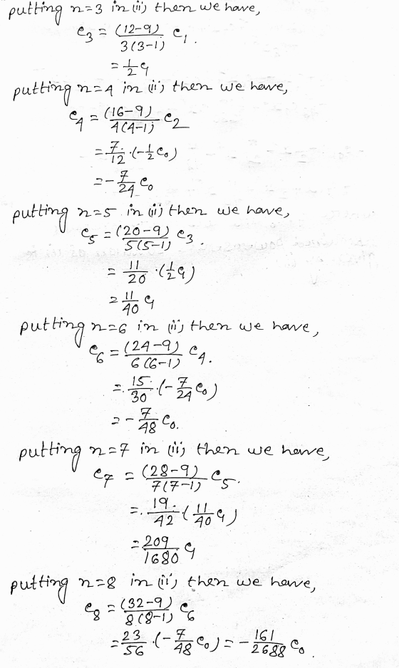 putting a putting 2=3 in (ii) then we have ez 12-9) e 3(3-1) = £9 2=4 in ii) then we have (16-9) 4(4-1) - 73 (-{co) eA وع 3-7