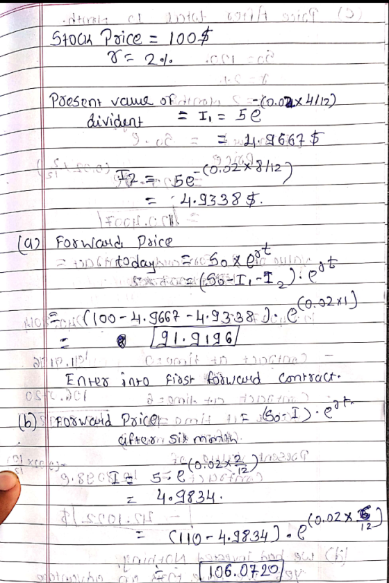 ) dtiroin a lotos vont suicl Stoch Price = 100$ 8= 2% on ca | Present value of strol S (0.02X41122 divident I, - 5 9.0 3 3 4.