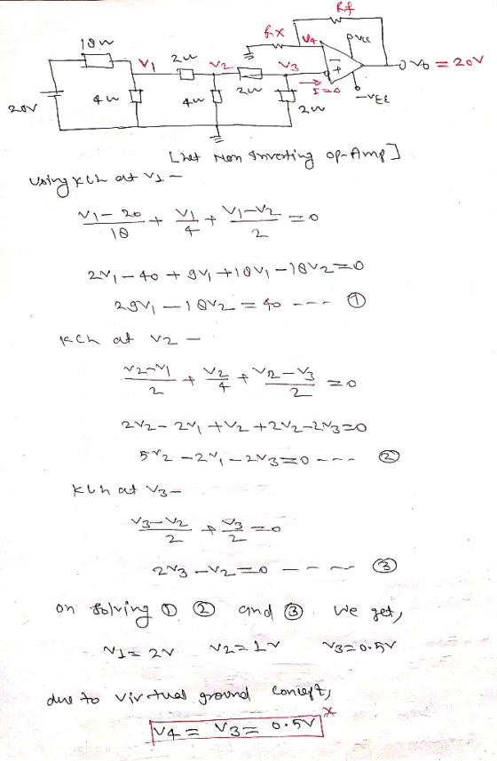 2 2N veting op-Am L et CL at Vị ~ 4- 2N1- 40 -+ g -10 Vj --)0V2> 29Vi -- QV_ = 4o 2V2-2 +Vz +2V-23ZO KLh at V3- END we zet N2