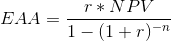 ΕΑΑ T* NPV 1- (1+r)-η