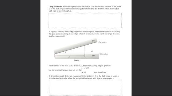 Using this result. derive an expression for the radius of the film as a function of the order of the dark finges in the inter