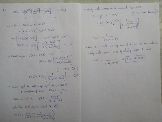 1- → steady stakes rox be achieved ess-o.05 そ D.740? e.$s → Hene ess exists an, value of K. so we can achieve patopert K valu