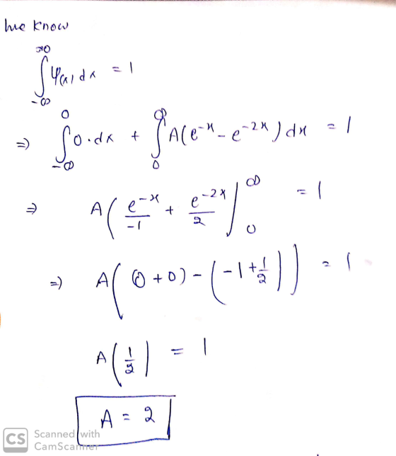 he know Yarda 0 + fo.dk face- Ale - e 2* ) du -2*) dx =1 -2x » = 1 e U + -1 Ale 990-07-(-11) 1 A Al el- A = 2 Scanned with