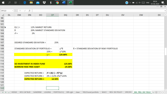 00:26 C w ENG 03-06-2020 DP122 fx > . DL DM DN DO DP DO DR DS DT DU DV DW DX 99 Elr) = 6 12% MARKET RETURN 20% MARKET STANDAR