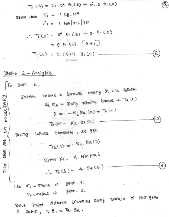 Ti (5) = Ji.SP.01 (8) + fi. s. o. Co) Given that Ji = 1 kg - ma Fi = 1 Nm / rad I sec .: Ti Cs) = 52.0CS) + 5. O,CS) =s.oics)