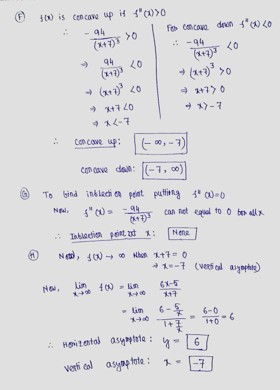 (6) $() is con cave up if f(x) > 0 down f (2) LO Foto con cave 94 >0 (x+7)3 -94 20 (x+7)3 94 Lo + (x+7)3 LO ² x+7 LO # x<-7