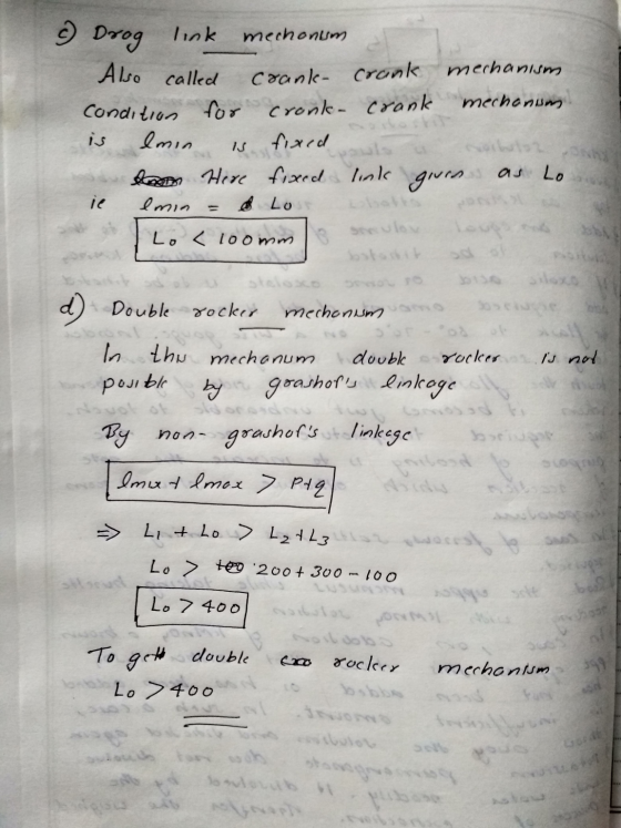 Drog Also called link mechonum crank cronk mechanism Condition for cronk crank mechanum is lmin boom Here fixed link gives as