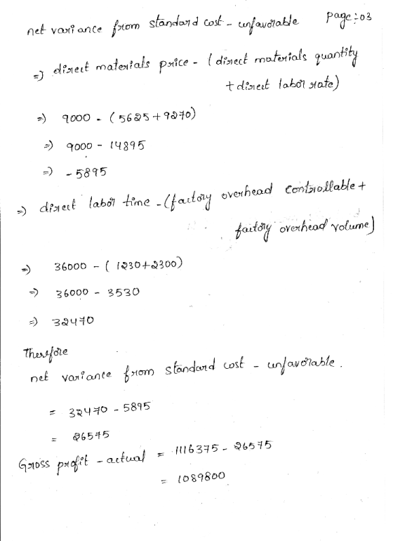 ned variance from standard cost- confavorable page.:03 - direct materials price - ( dinect materials quantity t disiet labor