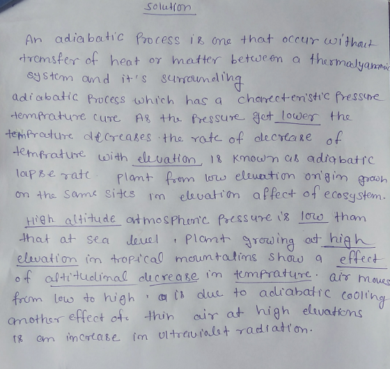 An adia batic process i ome that occur withait r)TOrnsfer of heat 0γ matter between a the mod temfrature cure A th Pressure g