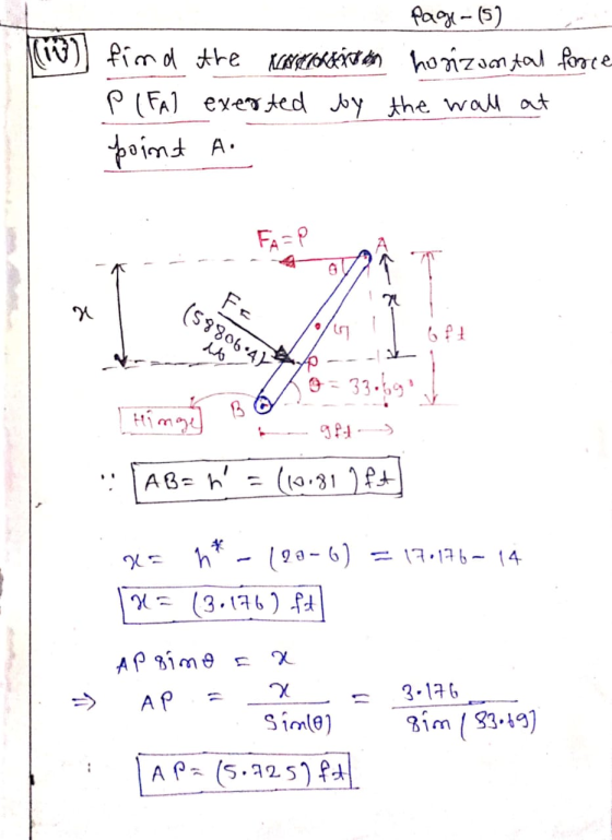10 page-(5) find the Northair horizontal force P (Fal exerted by the wall at point Ai FA=P T R Fa (58806-454 119 6 PE 0 = 33.