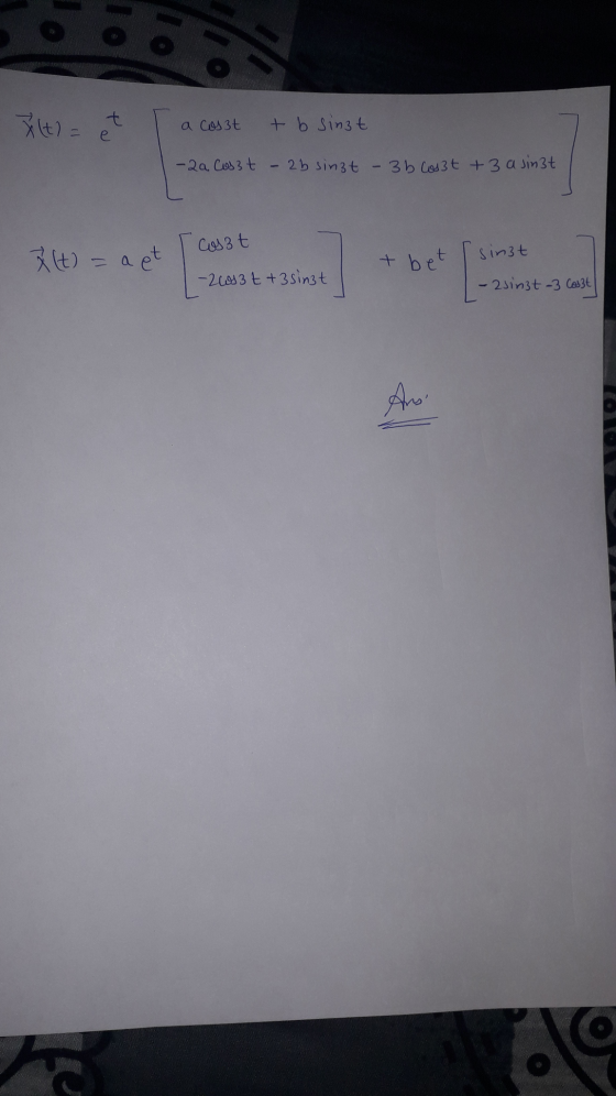 To (t) = et a Coszt + b sinut - 2a Coszt - 2b singt - 3b cost +3 a sinat Coszt ? (t) = a et + bet sinut -2013t+3 singt - 2sin