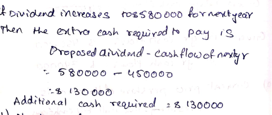 Ef dividend inereases 008580000 for next year Then the extra cash required to pay is. Droposed dividend - cash flow of nextyr