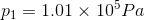 P1 = 1.01 x 10 Pa