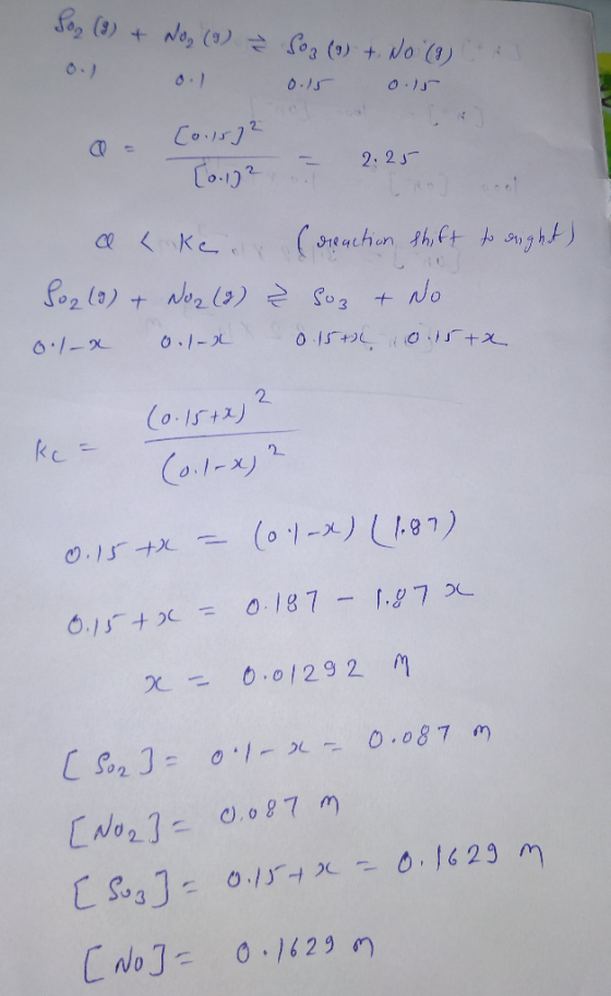 So2 (9) + NO (9) 0.1 0.1 Soz (9) +. No (9) 0.15 0.15 0 Coursy? [0.172 = 2.25 2.25 [0. 12 a <ke (denction shift to right) So2