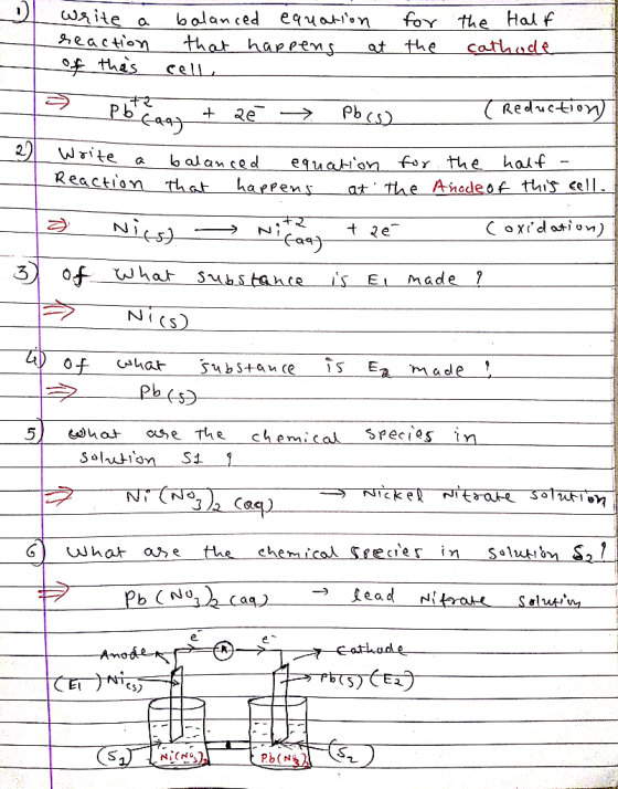 2 the Half cathode write a balanced equation for reaction that happens at the of thes cell - Pocagy taê → Pb(s) 2 Pb (aa) Re