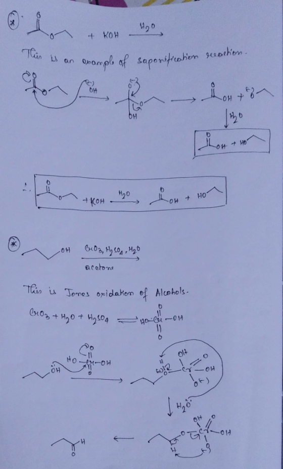 + KOH TCan an Onmph of saponitrohion sesathon H20 +KOH HO .OH acotone This iu Tones opidakon of Alcohols. 11 190-Cii-014 O4 t