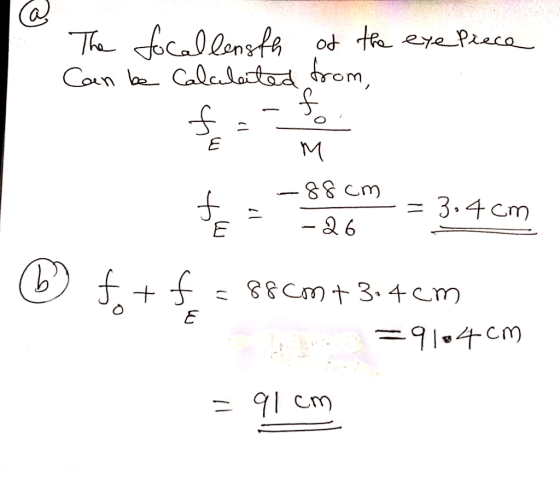 a Thefoalenfe ot te eye Preca Caun b Calalatod rom E = 3.4cm - 26 E1 88Cmt 3.4 cM =9104Cm 91 cm