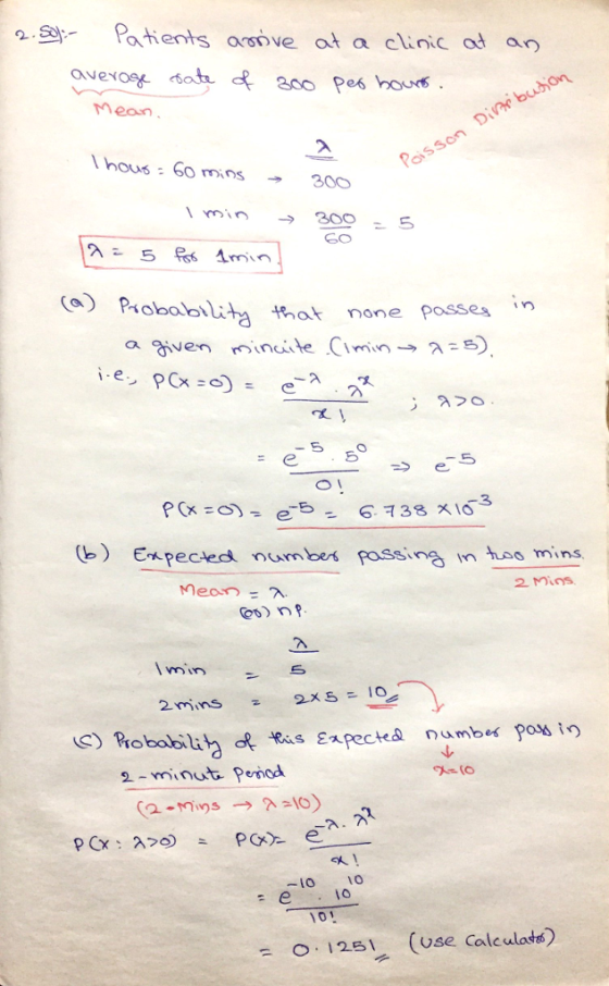 2s):- Patients amve at a clinic at a n Mean hous:60 mns 300 ros (c P4obalilit hot none possea a givenminste Cmn s) in -5 づe