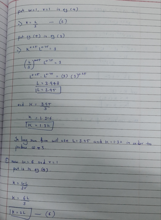 prt w-1, r=1 in ey (4) 1 x 4 – (5) put cg (5) in ej (3) 10.25. 27 = (3) (3) 0.25 L = 3.948 12=3.95 and K = 3.95 K K = 1.316 =
