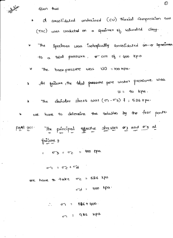 Sfven that *d concolidated undrained (c thaxial ompression text Conse d印ecireoot)saturated clay The Specimen aohically ansof