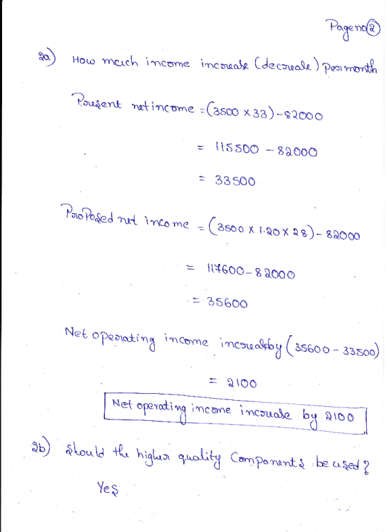 Pagena@ 20) How much income increase (decreale) per month Poresent net income - (3500 X33)-82000 = 115500 - 82000 = 33500 Pro