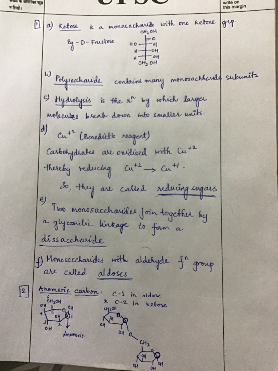 अतिरिक्त कुछ write on this margin ব लिखें। is a monosachaude rith one ketone CH2OH Ketose D-Fructose HO H H OH Ho H CH OH ь)