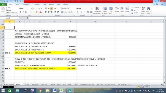 - 2x Σ AutoSum : A Fill 2 Sort & m Find & Insert Delete Format 2 Clear Filter Editing Select Cells WORKING CAPITAL APPROACH -
