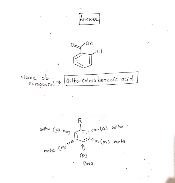 |Answez OH cl Name os Compound Ostho-chloso benzoic acid Ortho - (o) ostho (= Cm) meta meta Cm) Pata