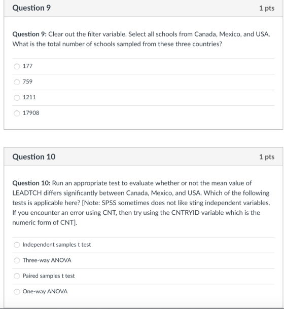 Question 9 1 pts Question 9: Clear out the filter variable. Select all schools from Canada, Mexico, and USA. What is the tota