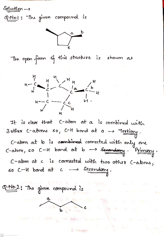 Solution Q.No.1: The given compound is b shown as The open form of this structure is ņ и И И и 4-C и с 4 и с. n и one It is c