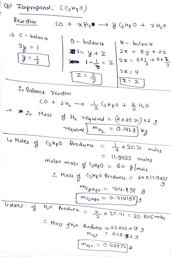 (6) Isopropanol, CC3H80) Reaction cotx H₂O Y G Hg O + 2H₂O - c- balance l o-balance H-balance 3y = 1 ly= 201= y +2 | 2x = 8y
