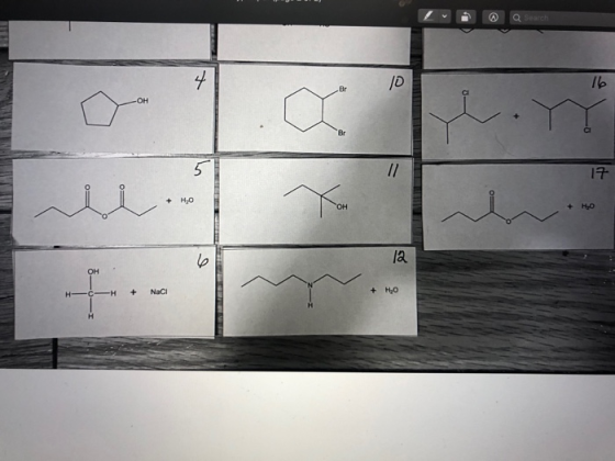 Q Search to 10 16 Br -OH Br 5 Il 17 i + H2O You + Ho 6 la OH + -H H Naci + H2O M