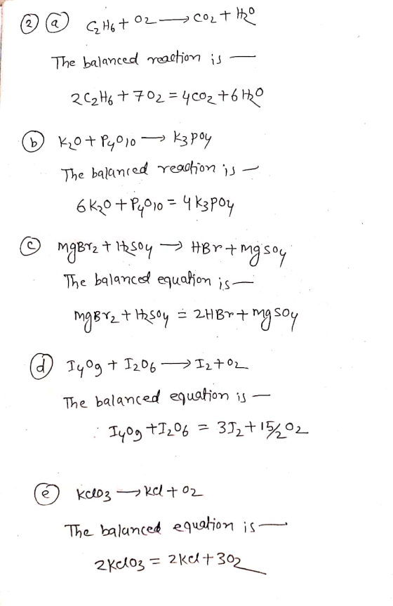 co2t H6t The balanced raation s 202H6 t702=4co2+6 thO K3poy The balanred Yreaahion j 6 K20 +Po=k3Poy HBrt Mgsy The balance eq