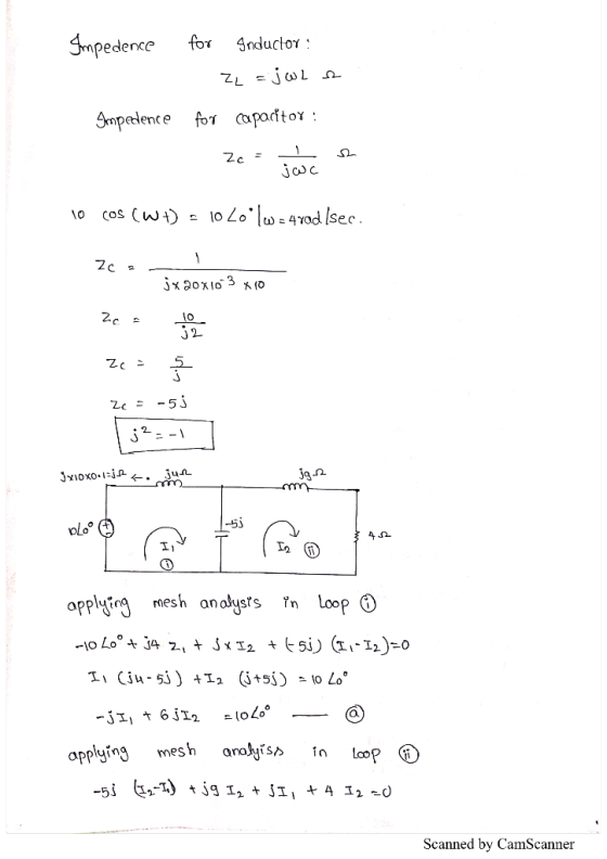 Impedence for Anductor Smpedence for capadtor : Zc = cos (w 4Yod /sec . 0 Zo Sx0x1o 3 10 32 Zc -53 2- JxI0xo.1-j . Jun i plo