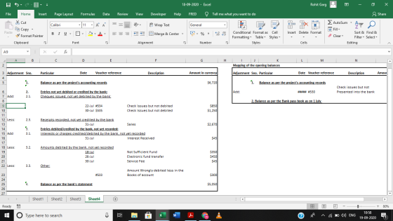 B 5 18-09-2020 - Excel Rohit Garg X ic File Home Insert Page Layout Formulas Data Review View Developer Help FRED Tell me wha