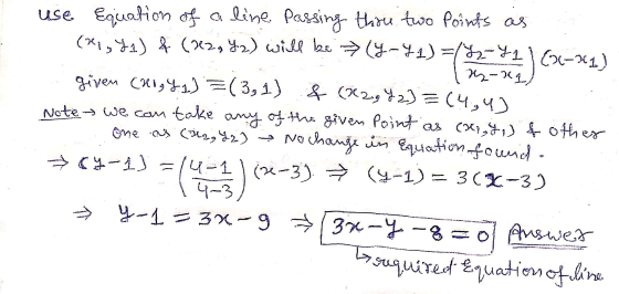 use Equation of a line passing the two points as (*1941) & (22,42) will be > (4-41) =(2241) (-41) 22-24 given (21241) =(3, 1)