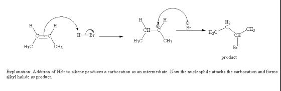 H2 CH_C CH3 CH H3C CH3 CH3 product Explanati on: Addition of HBr to alkene produces a carbocation as an intermedi ate. Now th