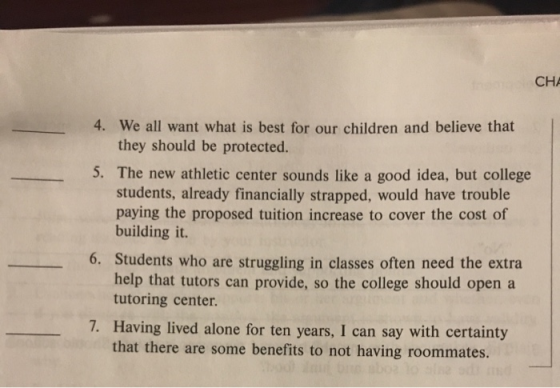 CHA 4. We all want what is best for our children and believe that they should be protected. 5. The new athletic center sounds