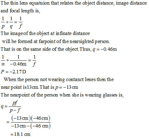 The thin lens equatuion that relates the object distance, image distance and focal length is, The imageof the object at infin