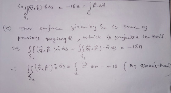 SOS nas = - 18 n = gran (♡ Then surface given by S₂ is same as previous regiong R, which is projected in aſa. so, SSG x² Jand