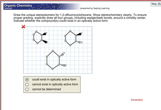 Draw the unique stereoisomers for 1,2-difluorocycl