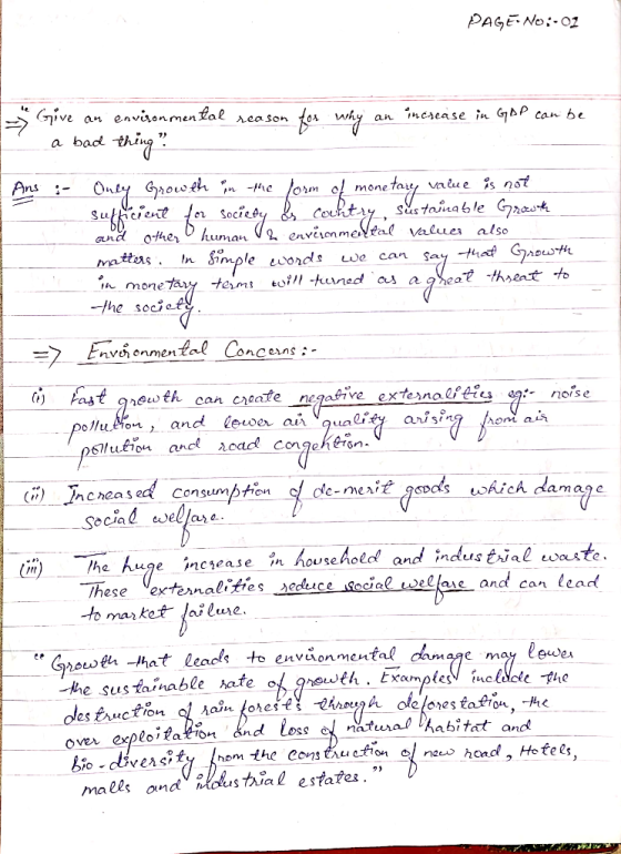 PAGE No:-02 13 Give an environmental reason for why an increase in GAP can be 7 a bad thing ? I Ans : Only Growth in the form