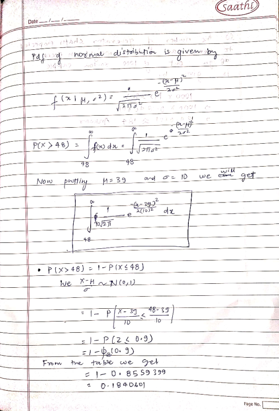 Gaathi /- Date Pd ovu kou |( ,2) 2 PCX 4 8) 48 wiu get we and Now M39 2(ID)2 48 P(X 48) 1- P(x 48) We X-HacNO) 48-39 X-31 -P