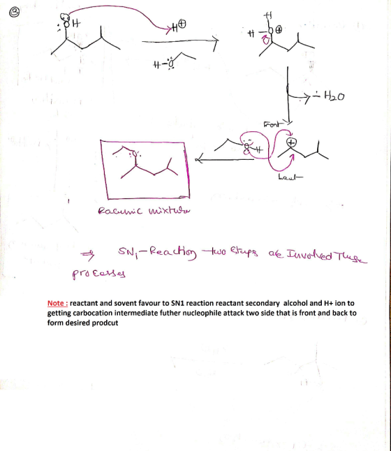 >4O tt Font Laut eaeumc mixtus SNi-PeacHotwo rapg ae Tavoed T Pra Ease Note : reactant and sovent favour to SN1 reaction reac