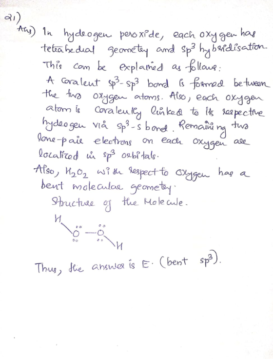 t hydsogen poro xide, each oxd hag This com be explaed a Bla axtons. Ao, each oxa ra lone-pai electons on each oxsge Respect